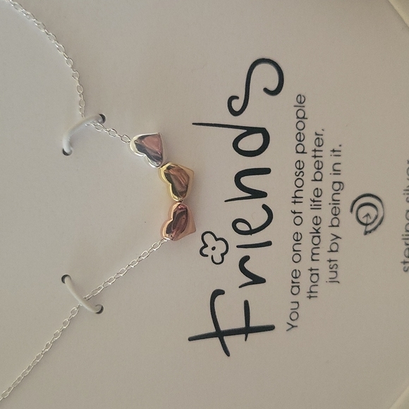 **NEW** Love this life "Friends" Tri-Tone Heart Necklace - Picture 2 of 3